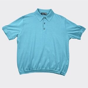 Vintage St Croix Polo Shirt L Teal Short Sleeve Pullover 3 Button Stretch USA
